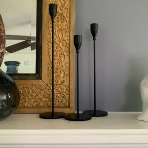Set of 3 black candlesticks